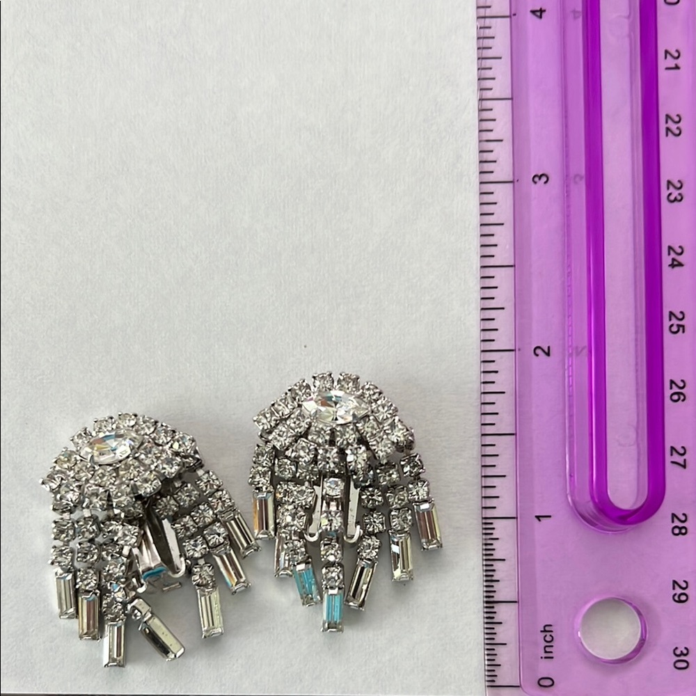 Elegant Silver Crystal clip on Earrings